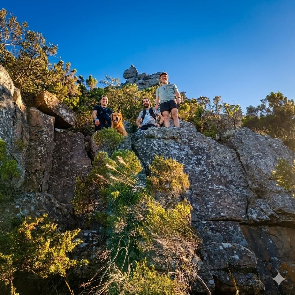 The KULA crew on the rocks above Cape Town